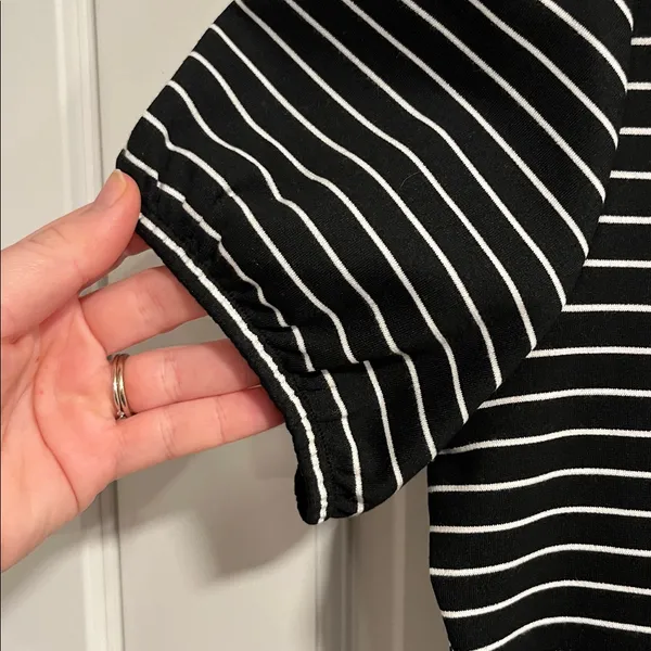 Maeve by Anthropologie Black and White Striped Peplum Top Size XS - Image 5