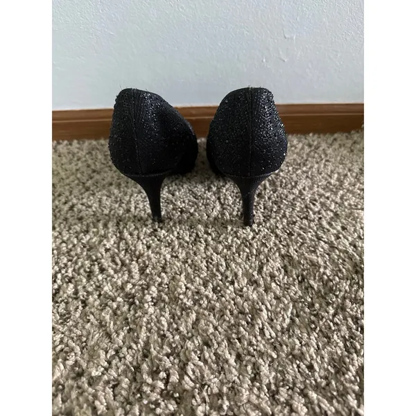 Silver Slipper Women's Black Rhinestone Round front 3"‎ heels size 8 - Image 3