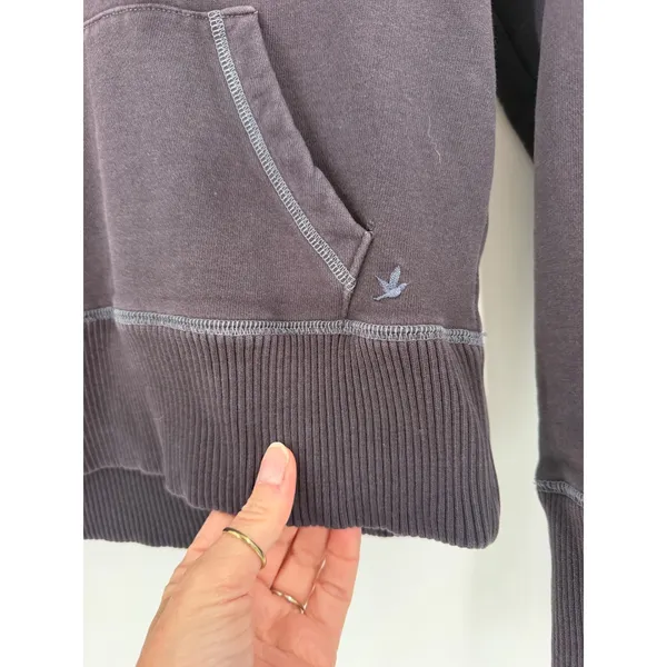Aerie Hoodie Women M Purple Sherpa Lined Henley Pullover Y2K 2006 Vintage - Image 8