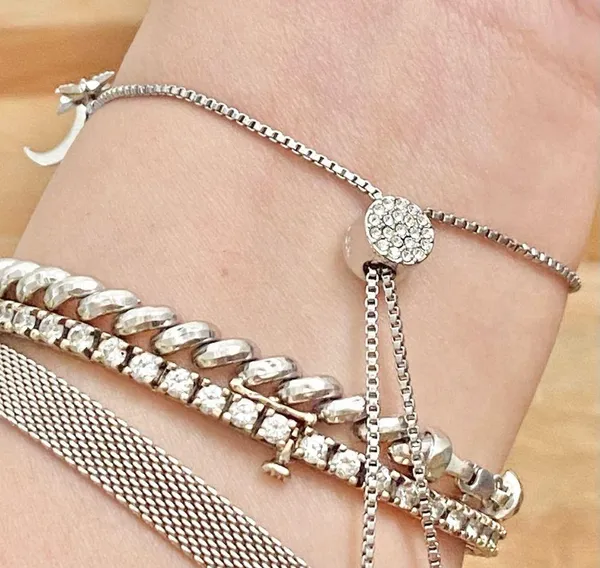 Shine Bright Swarovski Element SilverPlated Celestial Star Moon Slider Bracelet - Image 3