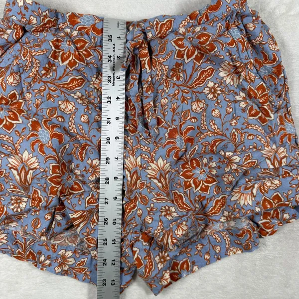Rachel Zoe Blue Floral Linen Blend Short Sleeve Button Down Pajama Set Small‎ - Image 7