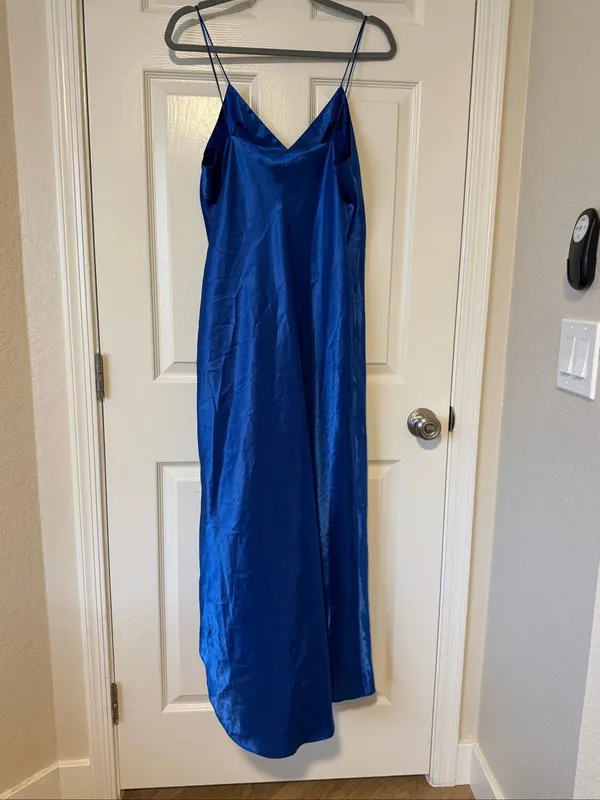 Vintage Frederick’s of Hollywood royal/cobalt-blue satin maxi slip nightgown - Image 5
