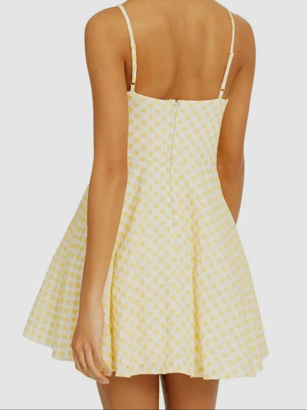 Altar'd State Yellow Floral Embroidered Fit & Flare Mini Dress - Image 10