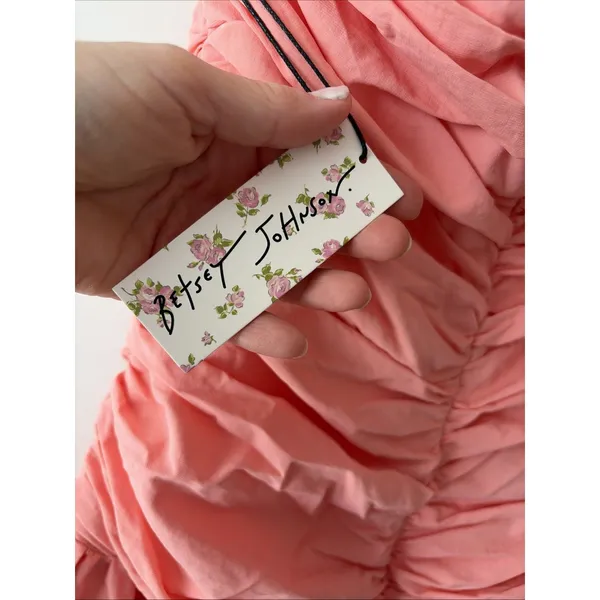 Forever 21 x Betsey Johnson Pink Strapless Ruched Bubble Mini Dress Size Med New - Image 5
