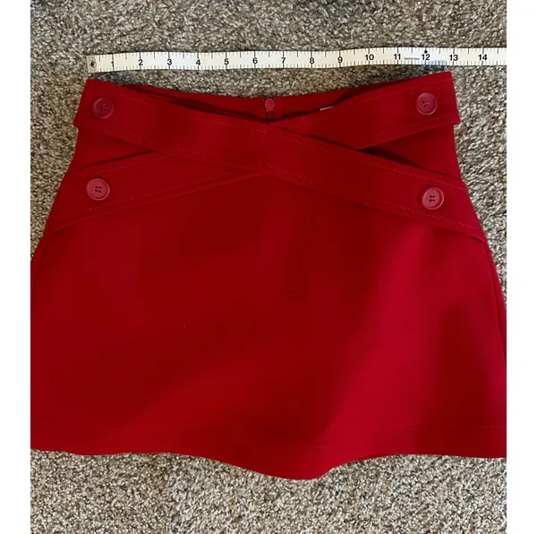 Zara Crisscross Button Mini Skort - Red - Image 5