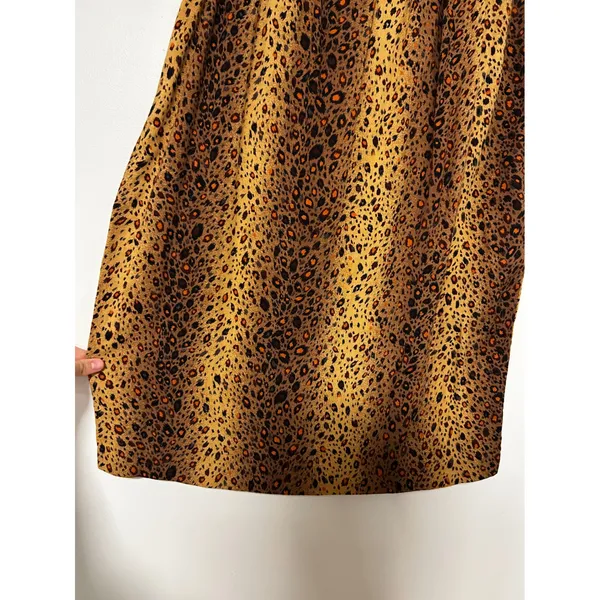 Vintage 90s Leopard Print 2 Piece Skirt Suit Set Black Rayon Blazer Midi Skirt - Image 6