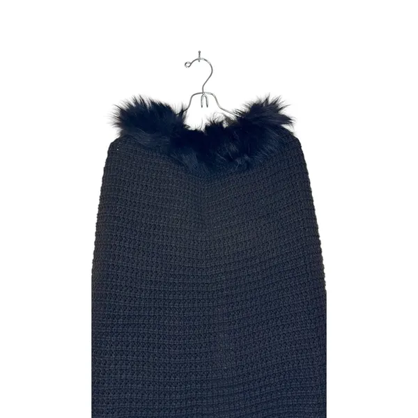 Tempo Paris Women's Sweater Top Faux‎ Fox Fur Pullover Knotted Front Cape Medium - Image 6