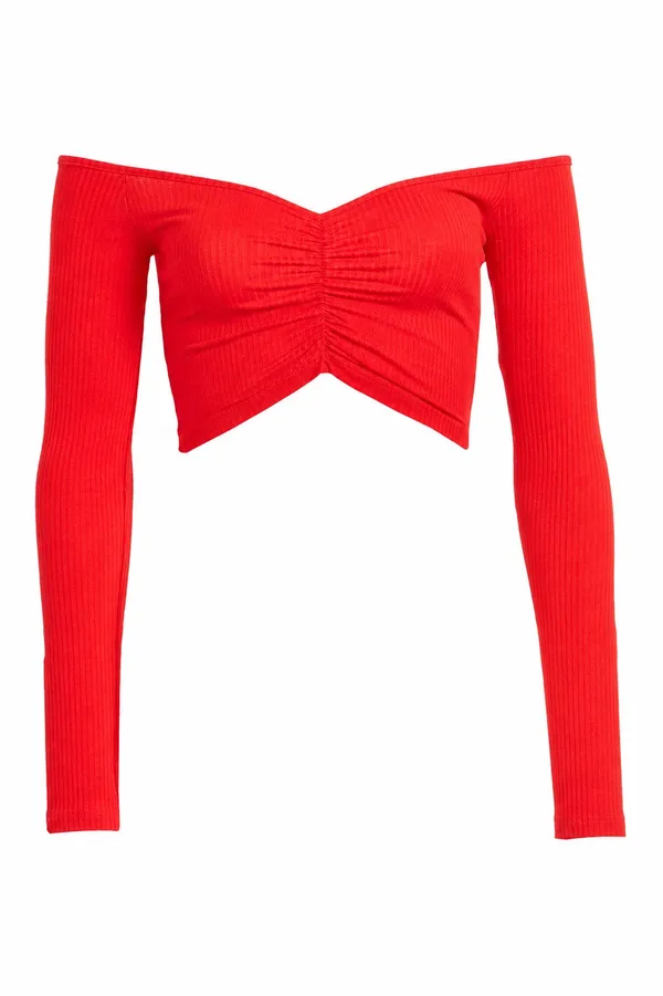 Tiger Mist Sweetheart Cropped Long Sleeve Red - Image 2