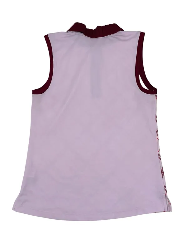 Lady Hagen Women's Sleeveless Golf Polo Top Size XS Red Pink Argyle Plaid Preppy - Image 2