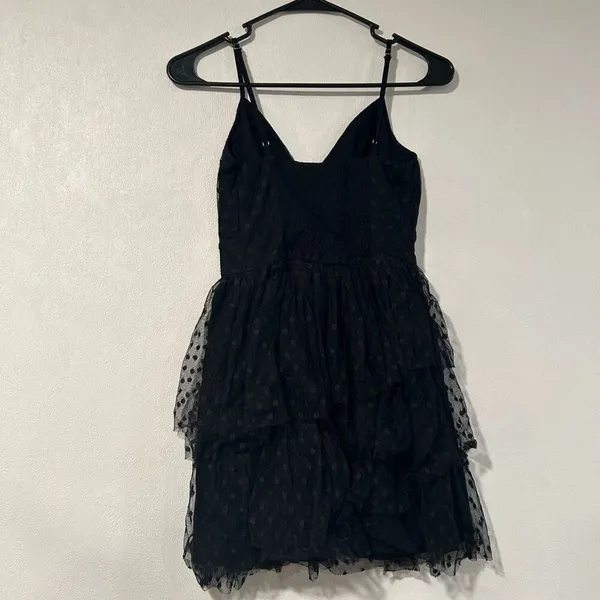 Abercrombie & Fitch Black Swiss Dot Tulle Mini Dress Spaghetti Strap XS - Image 2