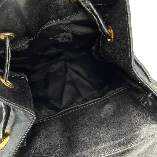 MOSCHINO Mini Black Nylon Leather Trim Backpack Gold-tone Logo - Image 14