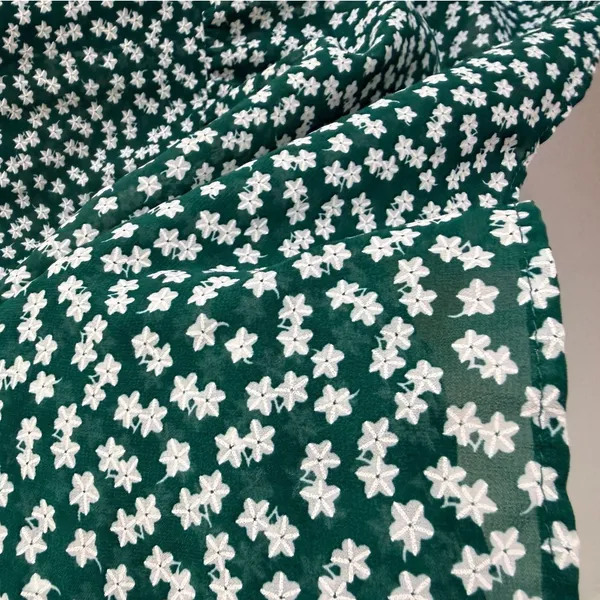 Green Floral Smocked Midi Dress Women Medium Prairie Cottagecore Dainty Granola‎ - Image 7
