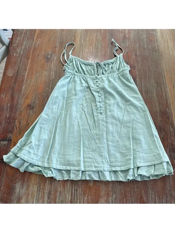 Princess Polly Sage Green Linen Blend Tie-Front Mini Dress - US 4 Festival - Image 10