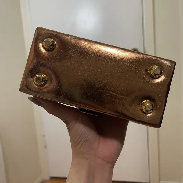 Vintage La Regale Copper Gold metallic evening clutch rectangle crossbody - Image 10