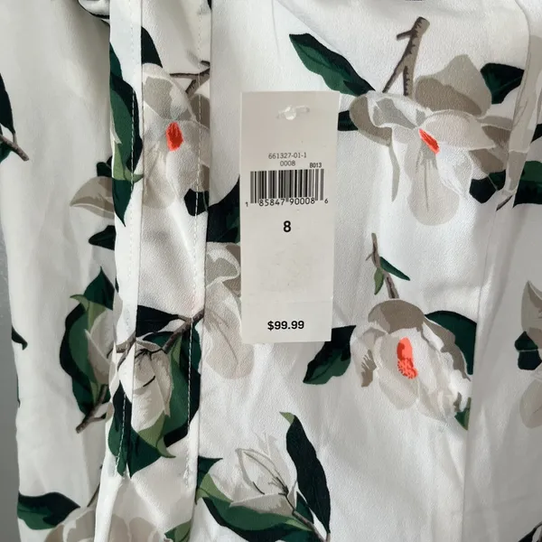 Banana Republic Long‎ Maxi Dress Women's Sz 8 White Floral Sleeveless MSRP $99 - Image 7