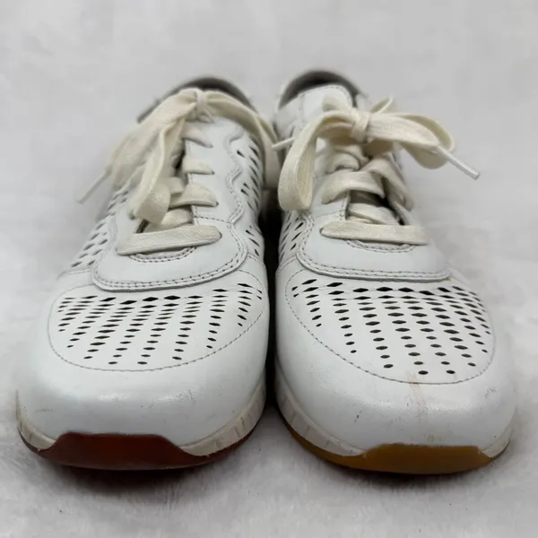 Dansko Charlie White Leather Perforated Lace Up Sneakers Silver Heel Womens‎ 39 - Image 2