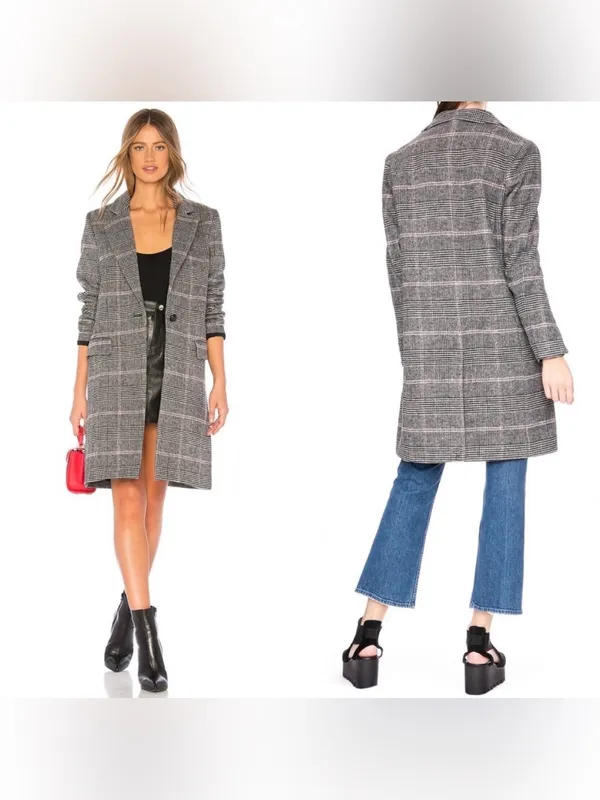Rails Anders Charcoal Plaid Pink Wool Blend Coat - Image 2