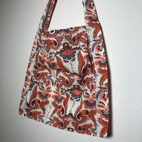 Free People Orange and Navy Blue Reusable Tote Bag - Image 2