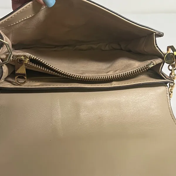 Louise et Cie Crossbody Bag Womens Small‎ Brown Leather Tassel Gold Chain Strap - Image 13