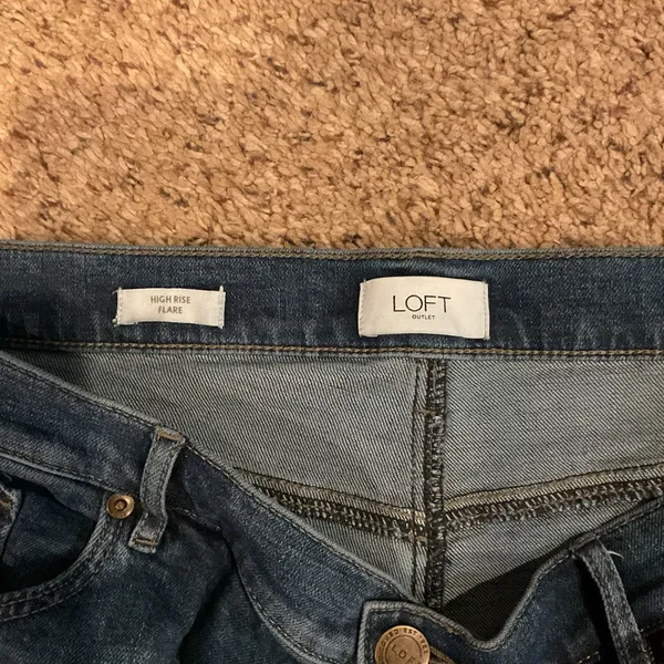 LOFT Dark Blue Flare Jeans - Image 2