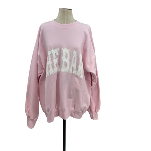 The Bar Varsity Sweatshirt Pink White‎ Lettering Fleece Oversized Size XL - Image 3