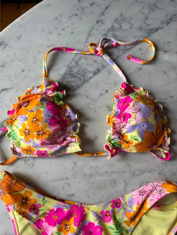 Yellow & Pink Floral Wild Fable Bikini Set Sz S - Image 3
