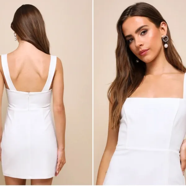 LULUS Bridal Bachelorette Engagement Bridal Shower Sexy Squareneck Mini Dress - Image 8