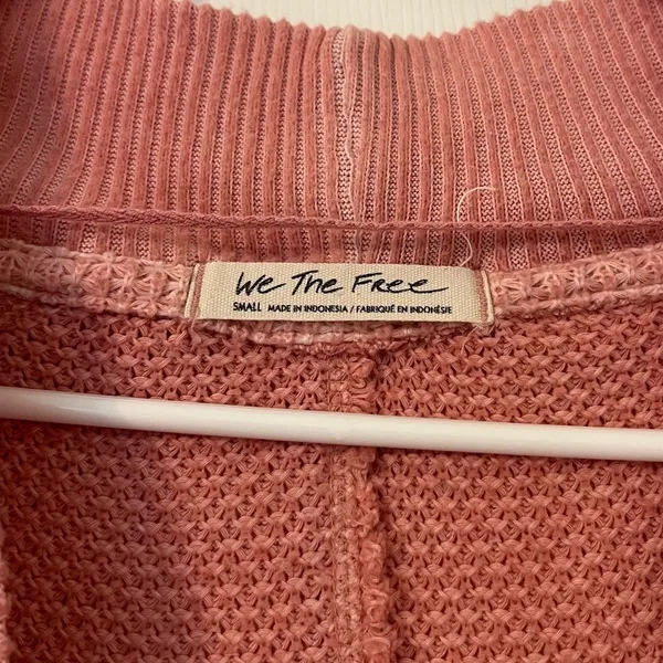 Free People We The Free Oversized Thermal Small Pink Sweater Top She’s a Keeper - Image 5