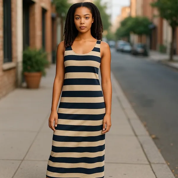 Anthropologie Thyme & Honey Blue Gray Striped Maxi Dress Sleeveless Size S - Image 13