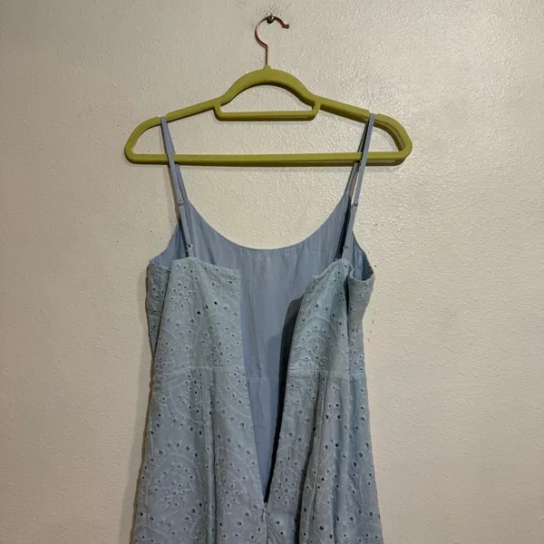 Lulus Light Blue Modern Romantic Eyelet Embroidered Cotton Mini Dress Sz S - Image 8