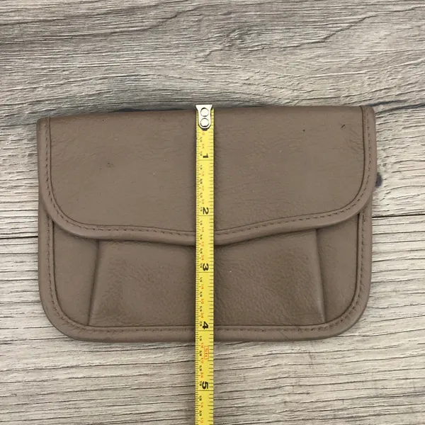 Mundi Leather Small Coin Wallet Clutch Pouch Taupe Brown - Image 3