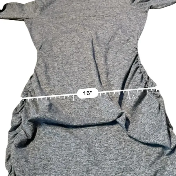 Vuori Halo Ruched Dress Womens Medium‎ Heather Grey DreamKnit Long Sleeve Mini - Image 11