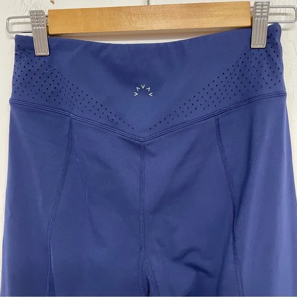 Varley Navy Blue Laser Cut High Rise Full Length Leggings Pants Womens XS Gym - Image 3