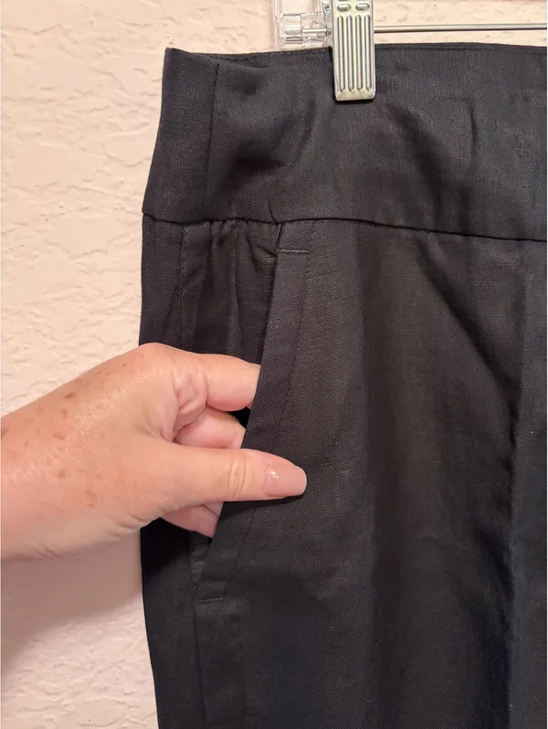 Alfani Black‎ Linen Rayon Wide Leg Dress Pants Size 14 - Image 5
