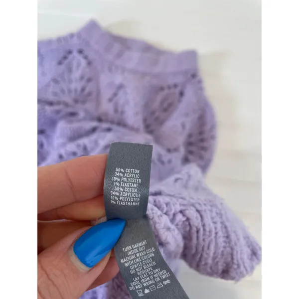 Aerie Womens Purple Oversized Chunky Open Knit Sweater Cozy Preppy Top Size S - Image 5