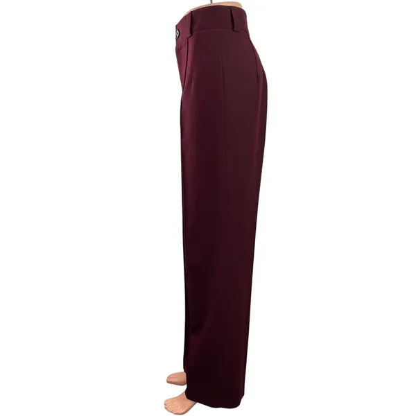 Zara Women's Red High Waisted Pleated Career Straight Leg Trousers Pants Size XS - Image 2