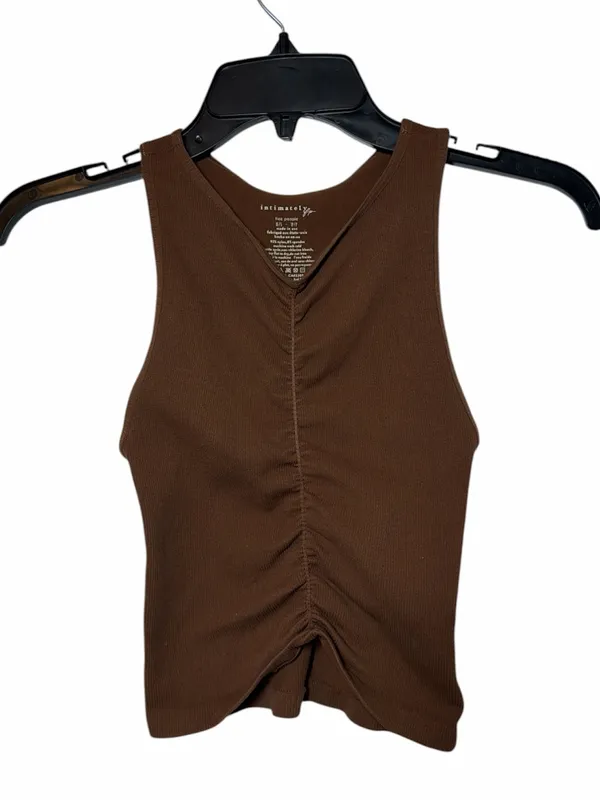 Intimately Free People Sleeveless Ruched V-Neck Crop Tank Top Brown - Image 2