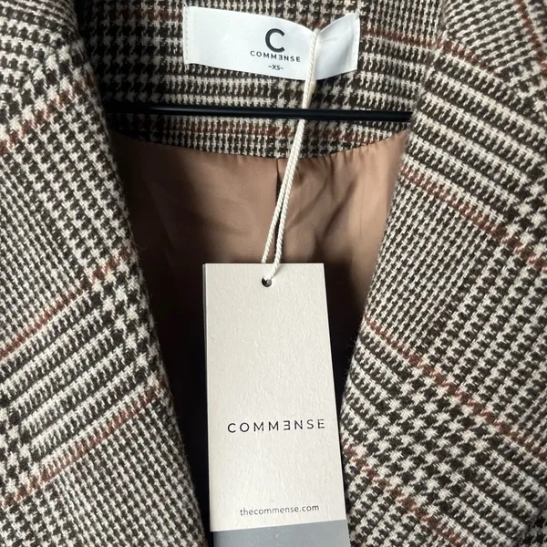 Commense valor plaid oversized overcoat NEW XS Brown - Image 13