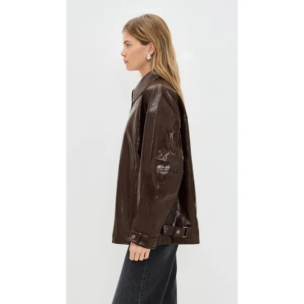 Free People Sloane Faux Leather Jacket Size XL - Image 5