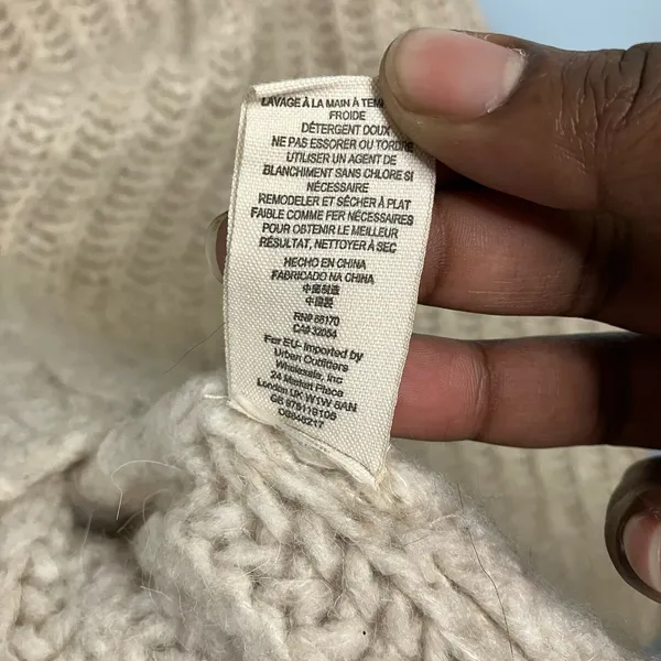 Free People Women's Cream Chunky Knit Cowl Neck Sweater Size Medium - Image 9