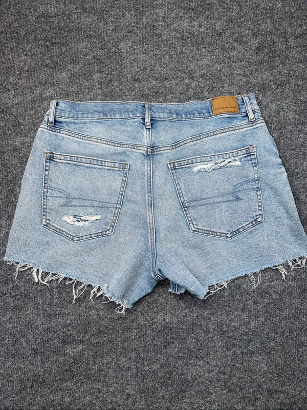 American Eagle Outfitters Light Wash Distressed Denim Relaxed Shorts - Image 2
