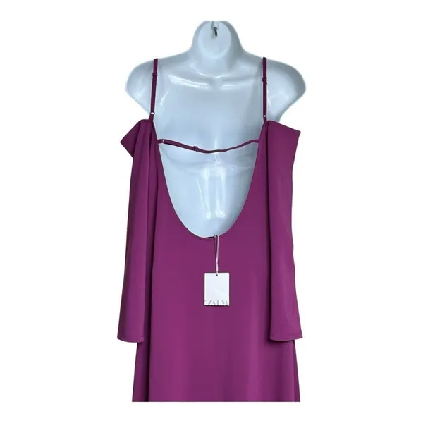 NWT.‎ ZARA PINK FLOWY OPEN SHOULDER DRESS SIZE large - Image 7