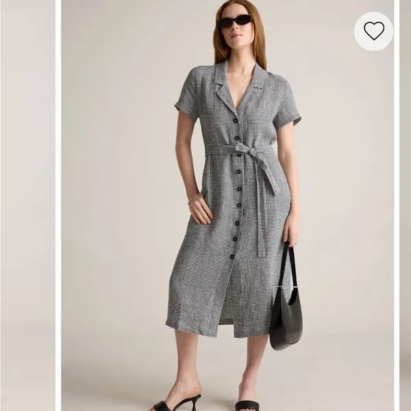 Quince Black and White Gingham Button-Front Midi Dress - Image 11