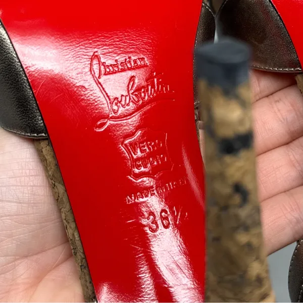 Christian Louboutin Vintage Y2K Activa Leather Cork Strappy Stiletto Heel Sandal - Image 13