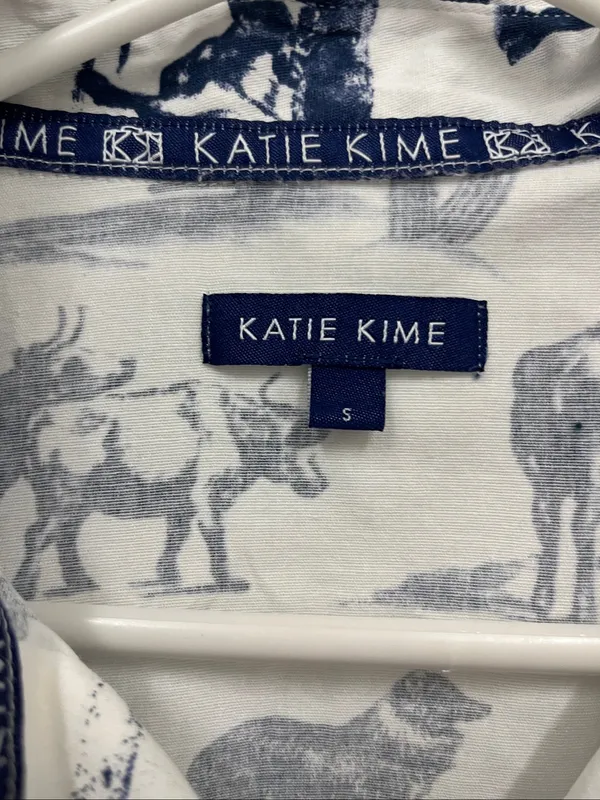 Katie Kime Blue and White Marfa print cotton shirtdress size S - Image 2