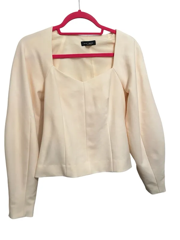 Club Monaco Square Neck Sculptural Sleeve Top in Egret - Image 6