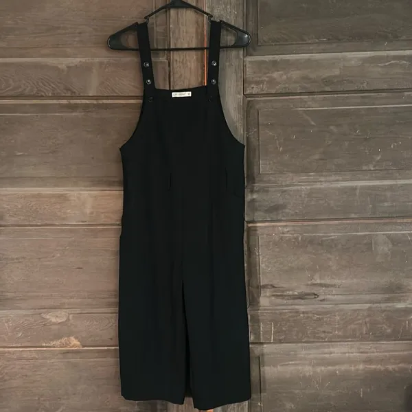 Papka Jumpsuit Black Size Medium Adjustable‎ Button Straps Pockets - Image 2