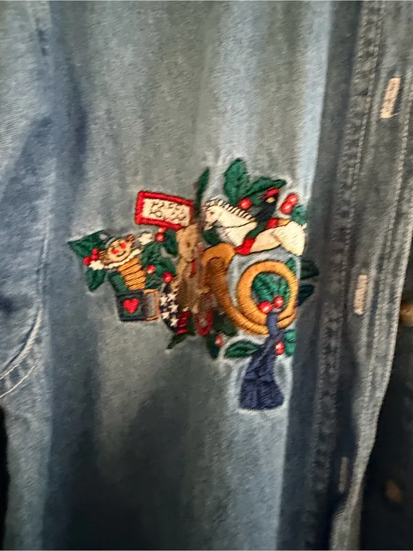 Bobbie Brooks Light Blue Denim Button-Front Shirt with Embroidered Appliqué - Image 5