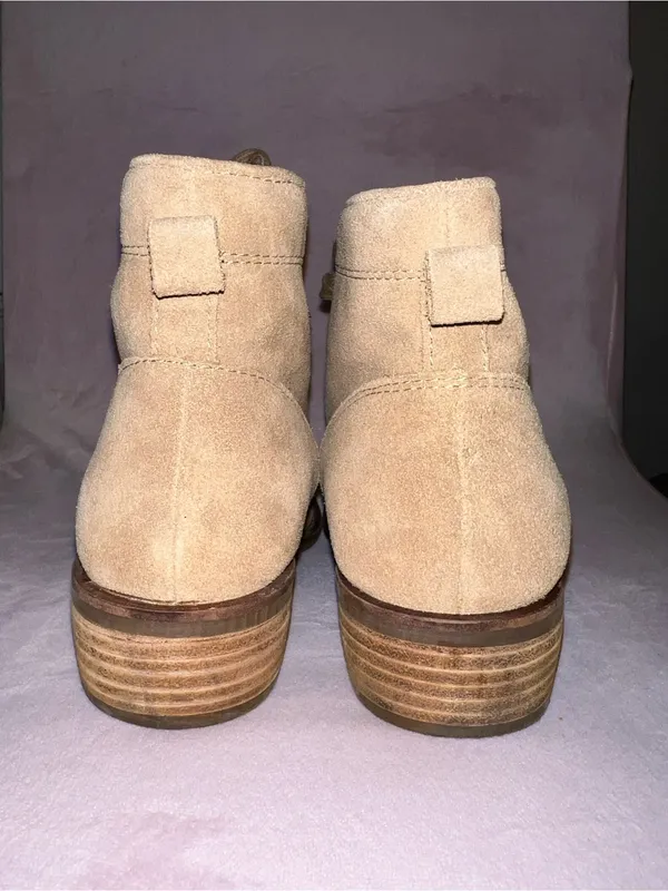 dingo Tan Suede Lace-Up Ankle Boot with Stacked Heel - Image 7