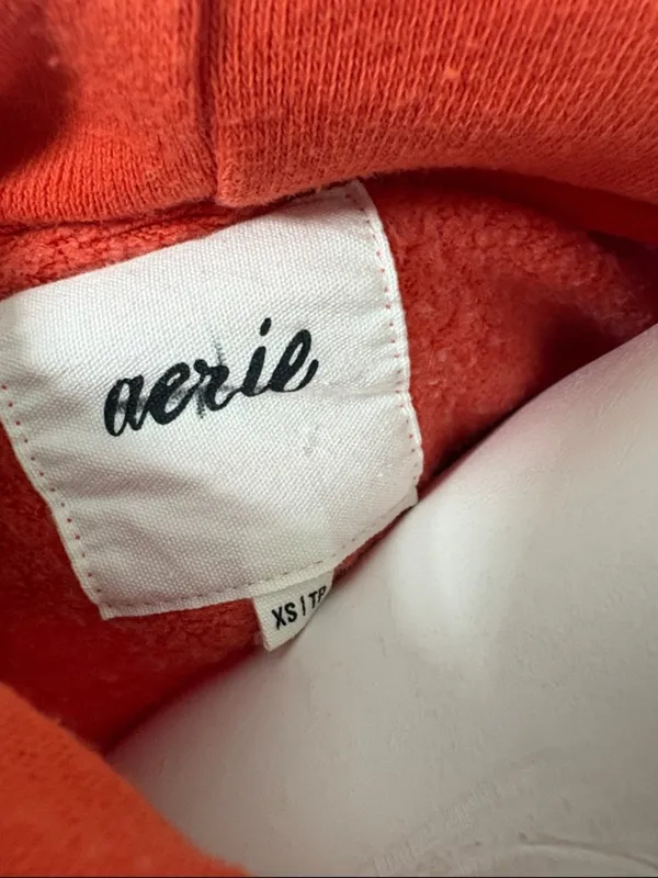 AERIE Orange Patchwork Hoodie - Image 7